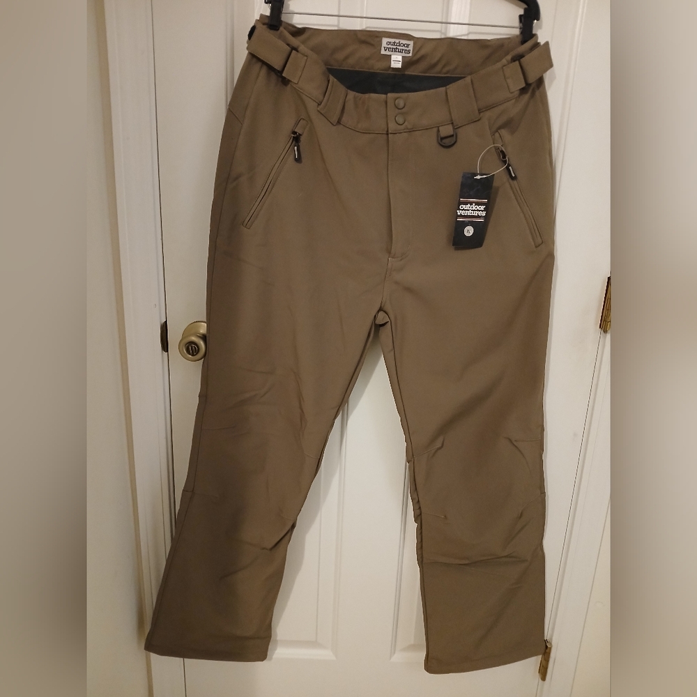 Outdoor Ventures Men's Lite Waterproof, Windproof Pants. Size XL, Light Brown.